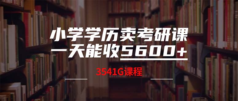 (12556期)小学学历卖考研课程,一天收5600(附3580G考研合集)-大可网创