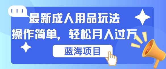 最新成人用品项目玩法,操作简单,动动手,轻松日入几张【揭秘】-大可网创