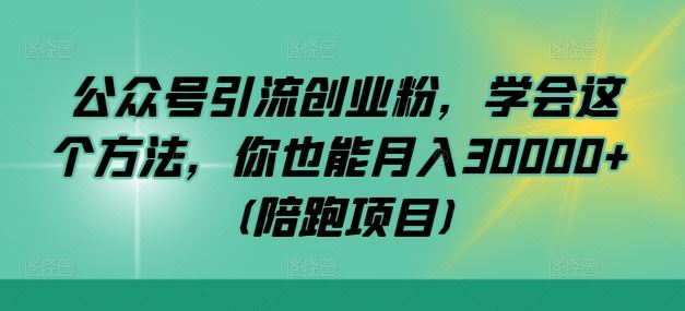 公众号引流创业粉,学会这个方法,你也能月入30000+ (陪跑项目)-大可网创