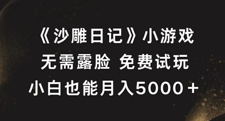 《沙雕日记》小游戏,无需露脸免费试玩,小白也能月入5000+【揭秘】-大可网创