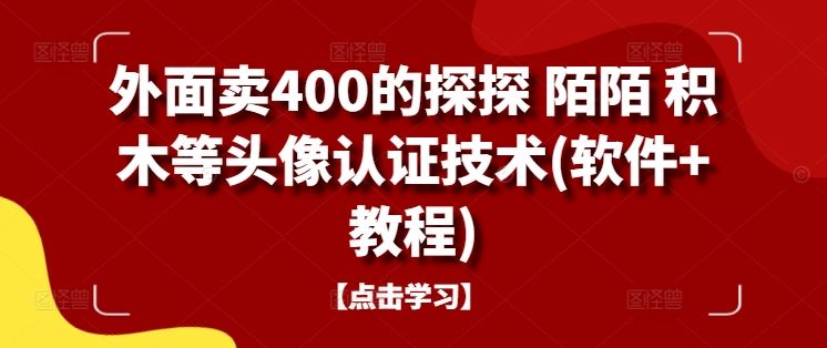 外面卖400的探探 陌陌 积木等头像认证技术(软件+教程)-大可网创