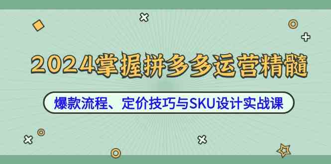 2024掌握拼多多运营精髓:爆款流程、定价技巧与SKU设计实战课-大可网创