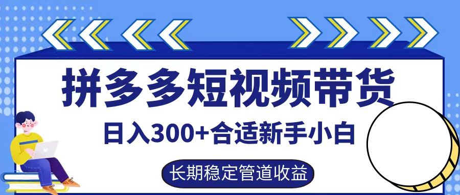 拼多多短视频带货日入300+,实操账户展示看就能学会-大可网创
