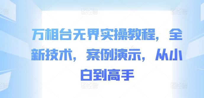 万相台无界实操教程,全新技术,案例演示,从小白到高手-大可网创