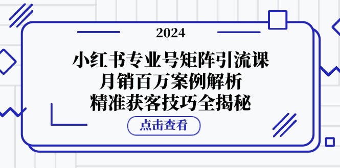 小红书专业号矩阵引流课,月销百万案例解析,精准获客技巧全揭秘-大可网创