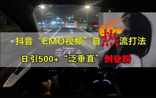 抖音EMO视频自热打法,日引500+“泛垂直”创业粉-大可网创