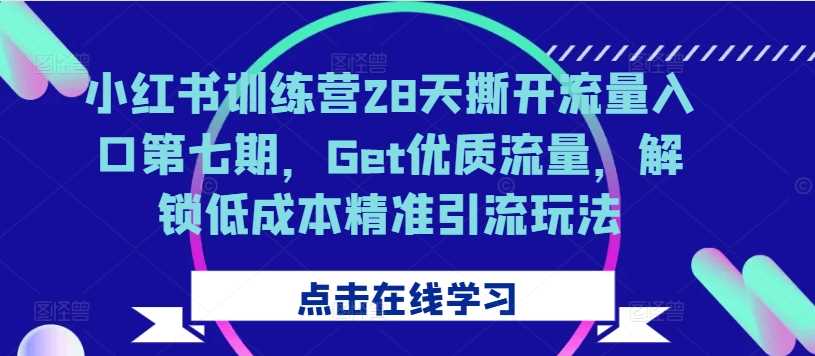 小红书训练营28天撕开流量入口第七期,Get优质流量,解锁低成本精准引流玩法