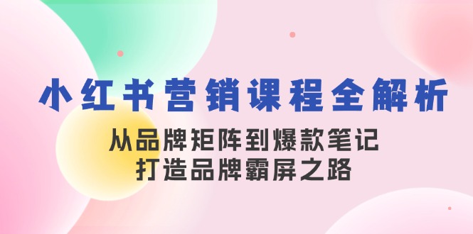 (13017期)小红书营销课程全解析,从品牌矩阵到爆款笔记,打造品牌霸屏之路-大可网创