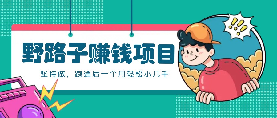 一个人就能操作的野路子赚钱项目,零成本零门槛坚持做,跑通后一个月小几千!-大可网创