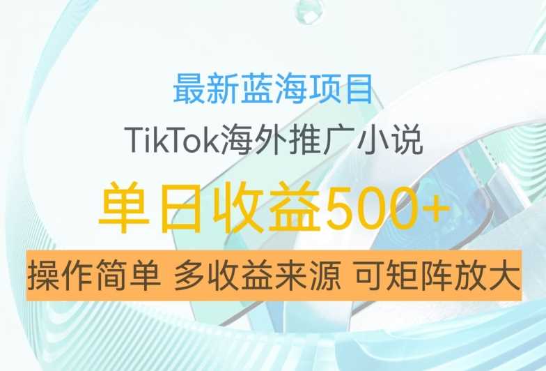 最新蓝海项目,利用tiktok海外推广小说赚钱佣金,简单易学,日入500+,可矩阵放大【揭秘】-大可网创