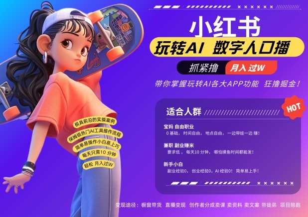 小红书数字人暴力起号,AI改写文案,再也不用费劲录口播,流量火爆月入破W轻松拿捏-大可网创