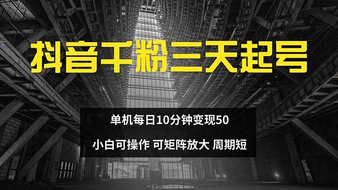 (13106期)抖音千粉计划三天起号 单机每日10分钟变现50 小白就可操作 可矩阵放大-大可网创