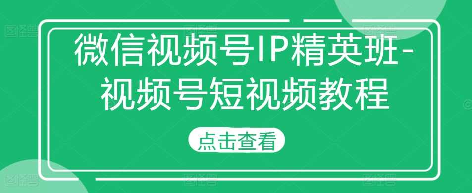 微信视频号IP精英班-视频号短视频教程-大可网创