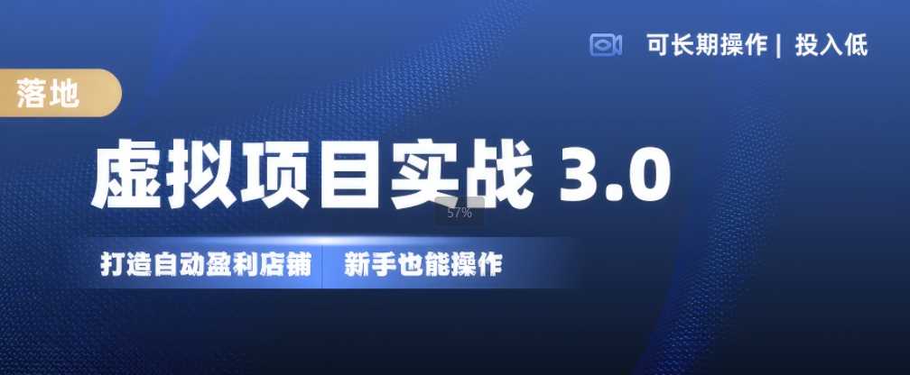 虚拟项目实战3.0,打造自动盈利店铺,可长期操作投入低,新手也能操作-大可网创