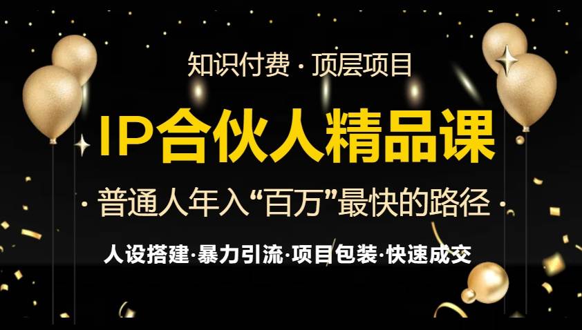 (13297期)IP合伙人最新精品课程,知识付费全流程+最强引流术+小白避坑指南-大可网创