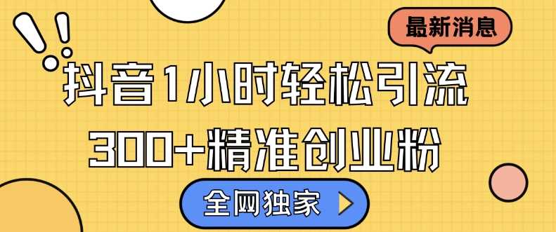 全网独家抖音引流,轻松日引300+精准创业粉【揭秘】-大可网创