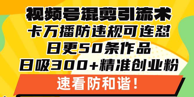 (13400期)视频号混剪引流技术,500万播放引流17000创业粉,操作简单当天学会-大可网创