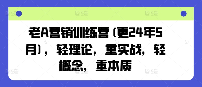 老A营销训练营(更24年11月),轻理论,重实战,轻概念,重本质-大可网创