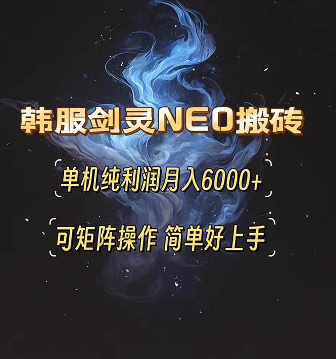 (13435期)韩服剑灵NEO搬砖攻略,单机纯利润月入6000+ 可矩阵操作,简单好上手。-大可网创