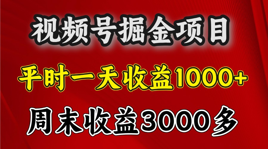 一天收益1000+ 视频号掘金,周末收益会更高些-大可网创
