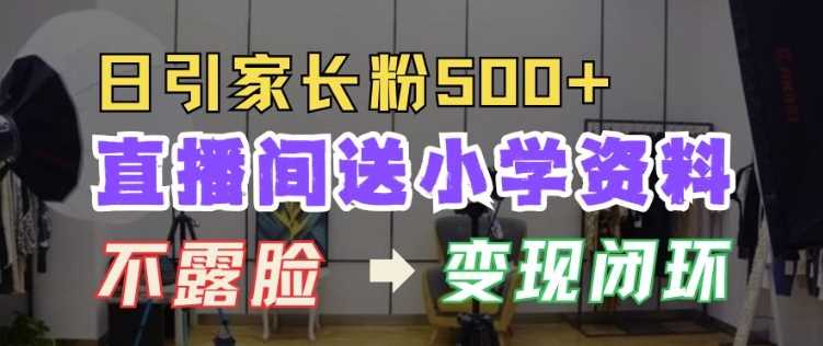 直播间送小学资料,每天引流家长粉500+,变现闭环模式【揭秘】-大可网创