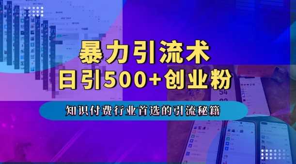 暴力引流术,专业知识付费行业首选的引流秘籍,一天暴流500+创业粉,五个手机流量接不完!-大可网创