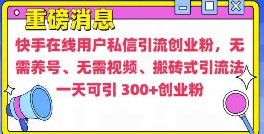 快手最新引流创业粉方法,无需养号、无需视频、搬砖式引流法【揭秘】-大可网创
