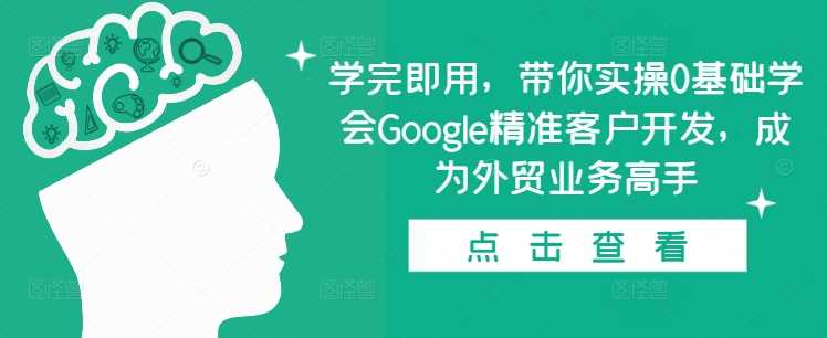 学完即用,带你实操0基础学会Google精准客户开发,成为外贸业务高手-大可网创