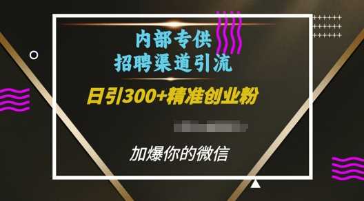 内部招聘渠道日引流300+创业粉,加爆你的微信【揭秘】-大可网创
