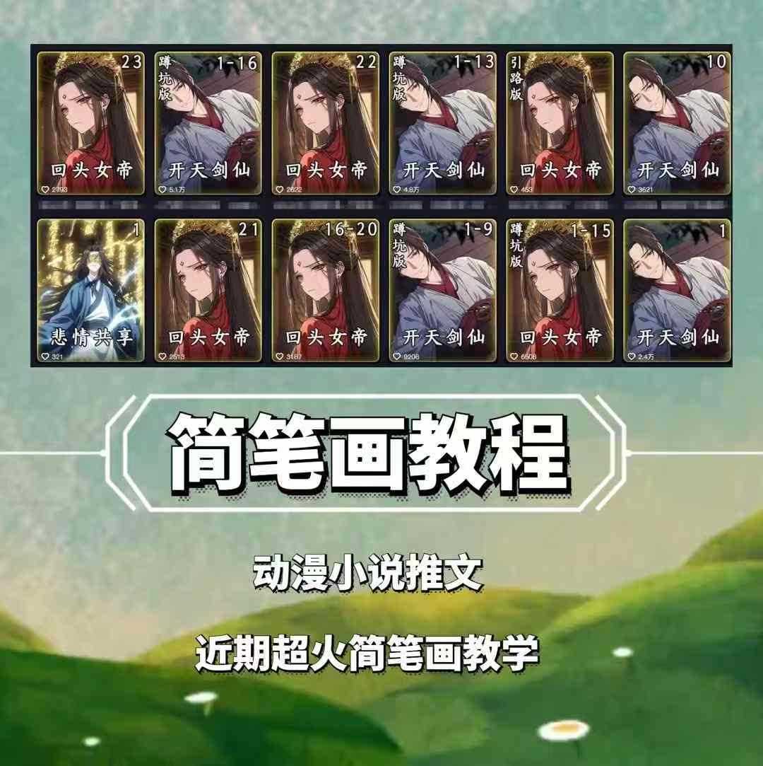 兜兜简笔画教学,小说推文动漫玩法,可做伙伴计划、分成计划、接广告等-大可网创