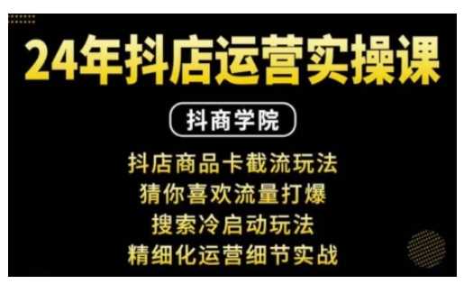 抖音小店运营实操课:抖店商品卡截流玩法,猜你喜欢流量打爆,搜索冷启动玩法,精细化运营细节实战-大可网创