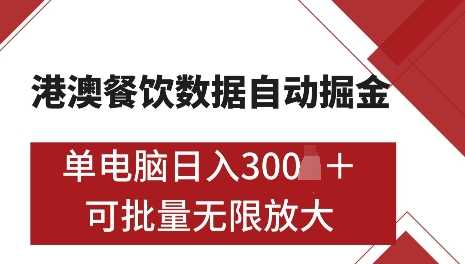 港澳数据全自动掘金,单电脑日入5张,可矩阵批量无限操作【揭秘】-大可网创
