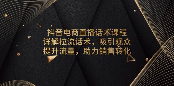 (13846期)抖音电商直播话术课程,详解拉流话术,吸引观众,提升流量,助力销售转化-大可网创
