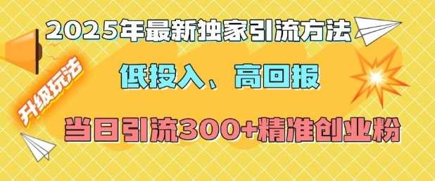 2025年最新独家引流方法,低投入高回报?当日引流300+精准创业粉-大可网创