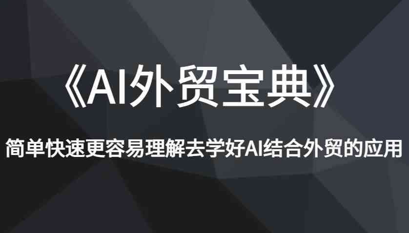 《AI外贸宝典》简单快速更容易理解去学好AI结合外贸的应用-大可网创