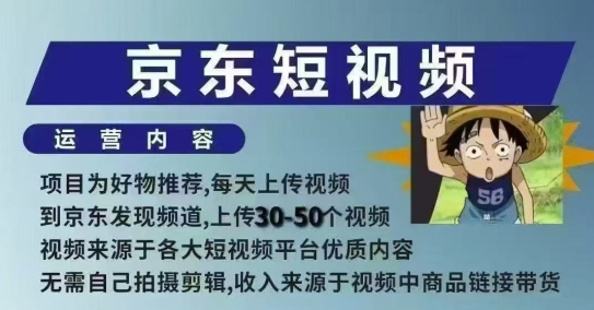 京东短视频带货课,无需自己拍摄剪辑,保姆式教学,两天快速上手-大可网创