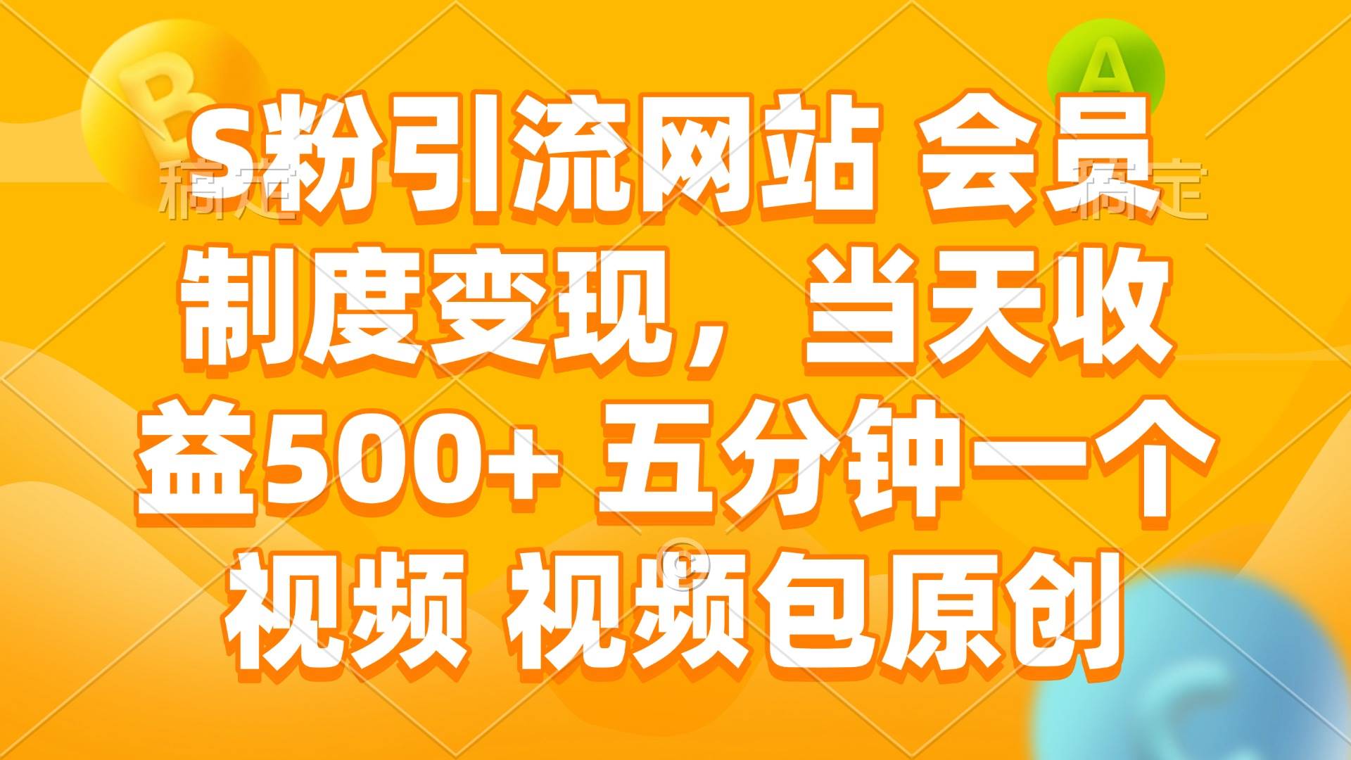 (14129期)S粉引流网站 会员制度变现,当天收益500+ 五分钟一个视频 视频包原创-大可网创