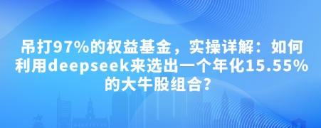付费文章:吊打97%的权益基金,实操详解:如何利用deepseek来选出一个年化15.55%的大牛股组合?-大可网创