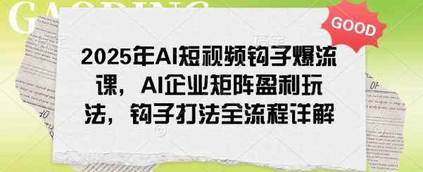 2025年AI短视频钩子爆流课,AI企业矩阵盈利玩法,钩子打法全流程详解-大可网创