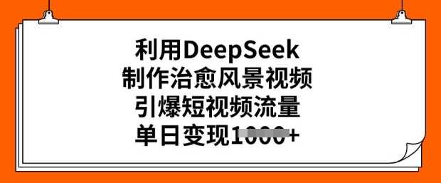 利用DeepSeek制作治愈风景视频,引爆短视频流量,单日变现多张-大可网创