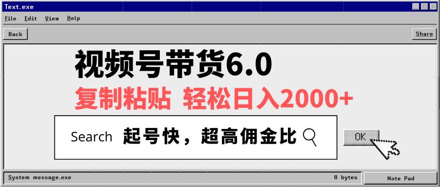(14325期)视频号带货6.0,轻松日入2000+,起号快,复制粘贴即可,超高佣金比-大可网创