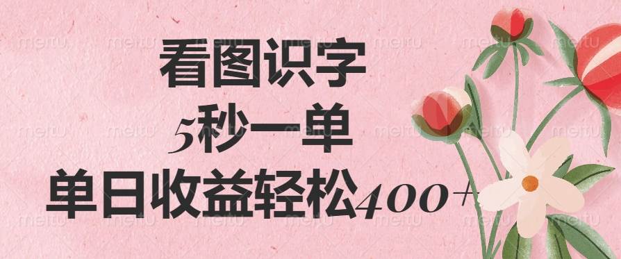 (14338期)看图识字,5秒一单,单日收益轻松400+-大可网创