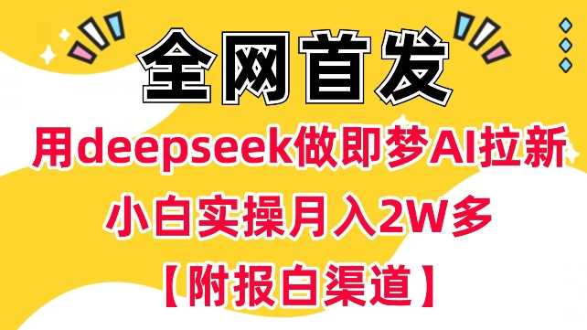 用deepseek做即梦Ai拉新 小白实操月入过W+【附报白渠道】-大可网创