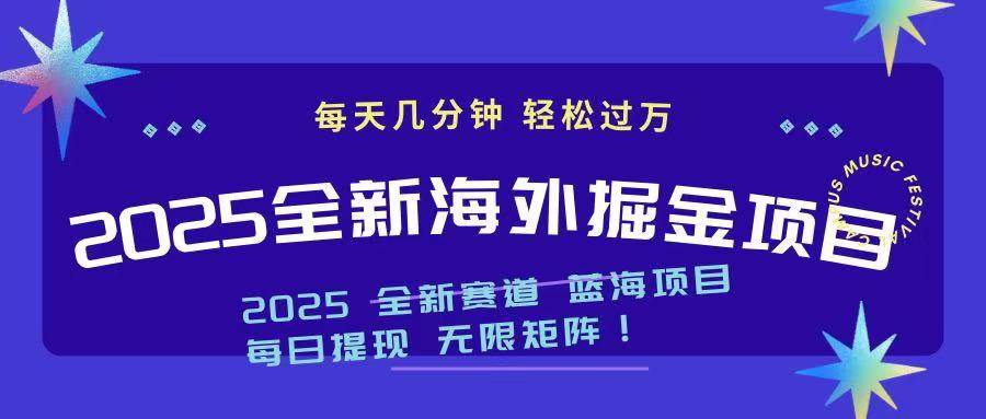 (14425期)2025最新海外掘金项目 一台电脑轻松日入500+-大可网创
