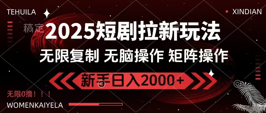 (14429期)2025短剧拉新玩法,无需注册登录,无限0撸,无脑批量操作日入2000+-大可网创