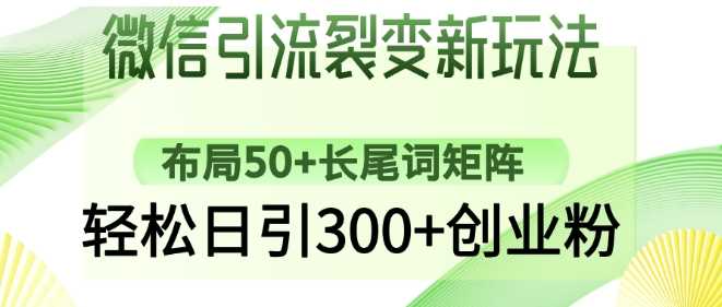 微信引流裂变新玩法:布局50+长尾词矩阵,轻松日引300+创业粉-大可网创