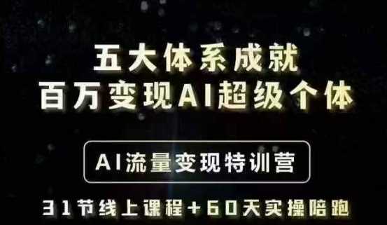 五大体系成就百万变现AI超级个体- AI流量变现特训营,一步一步教你一个人怎么年入百W-大可网创