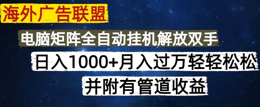 (14540期)海外广告联盟每天几分钟日入1000+无脑操作,可矩阵并附有管道收益-大可网创