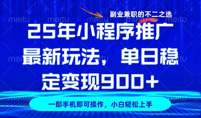 (14550期)25年小程序推广最新玩法,稳定日入900+,副业兼职的不二之选-大可网创