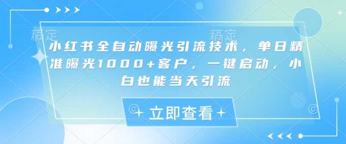 小红书全自动曝光引流技术,单日精准曝光1000+客户,一键启动,小白也能当天引流【揭秘】-大可网创